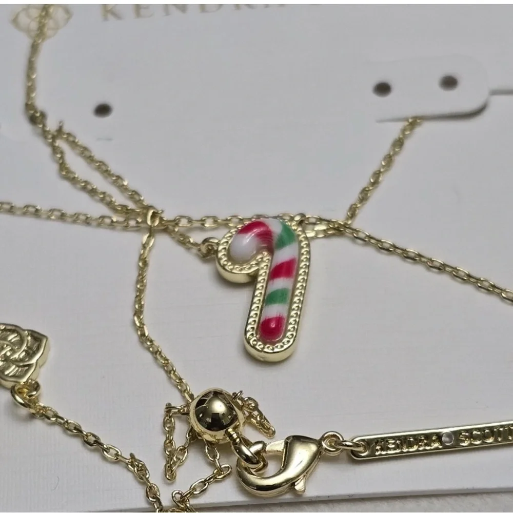 Kendra Scott Gold Candy Cane Pendant Necklace‎ NEW
